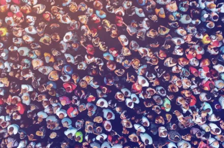 aerial view of crowd of people