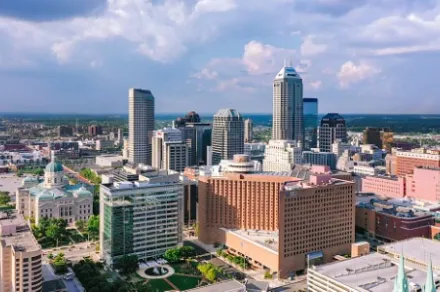 aerial view of downtown Indianapolis, Indiana