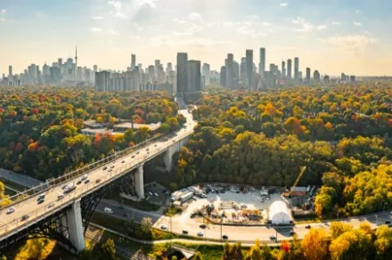 aerial view of Toronto, Canada in autumn