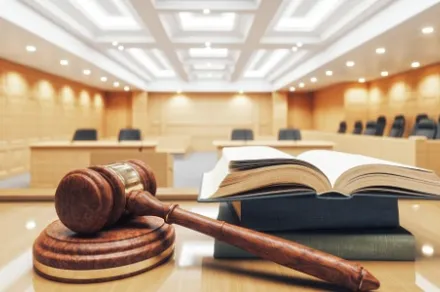 courtroom gavel and law books