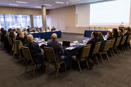 group of people at tables