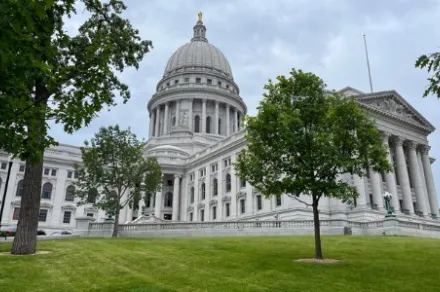 large white building during overcast weather