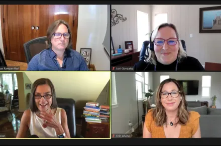 screenshot of four people on Zoom