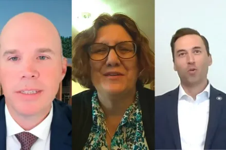 screenshot of three panelists on Zoom