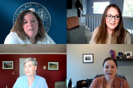 screenshot of four panelists on Zoom