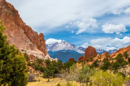 rocky landscape with mountain in background