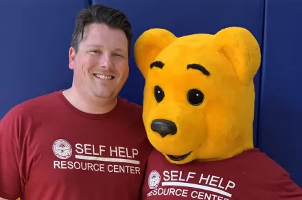 Robert Southers with bear mascot