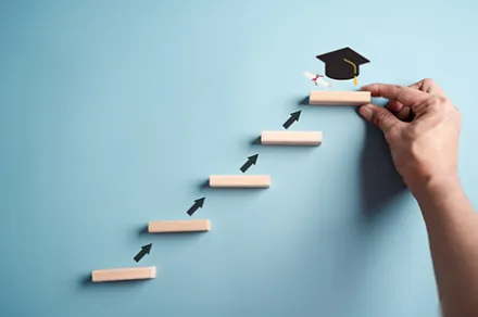 steps leading to graduation cap