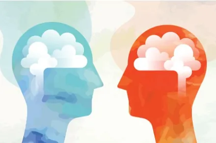 two heads looking toward each other