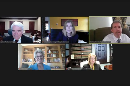 five people on Zoom call